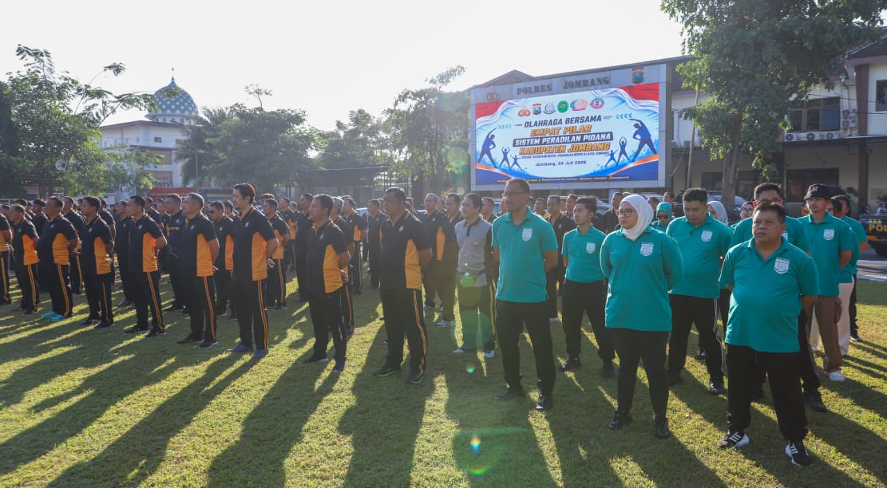 Perkuat Sinergitas, Polri, Kejaksaan, Pengadilan, dan Lapas di Jombang Gelar Olahraga Bersama