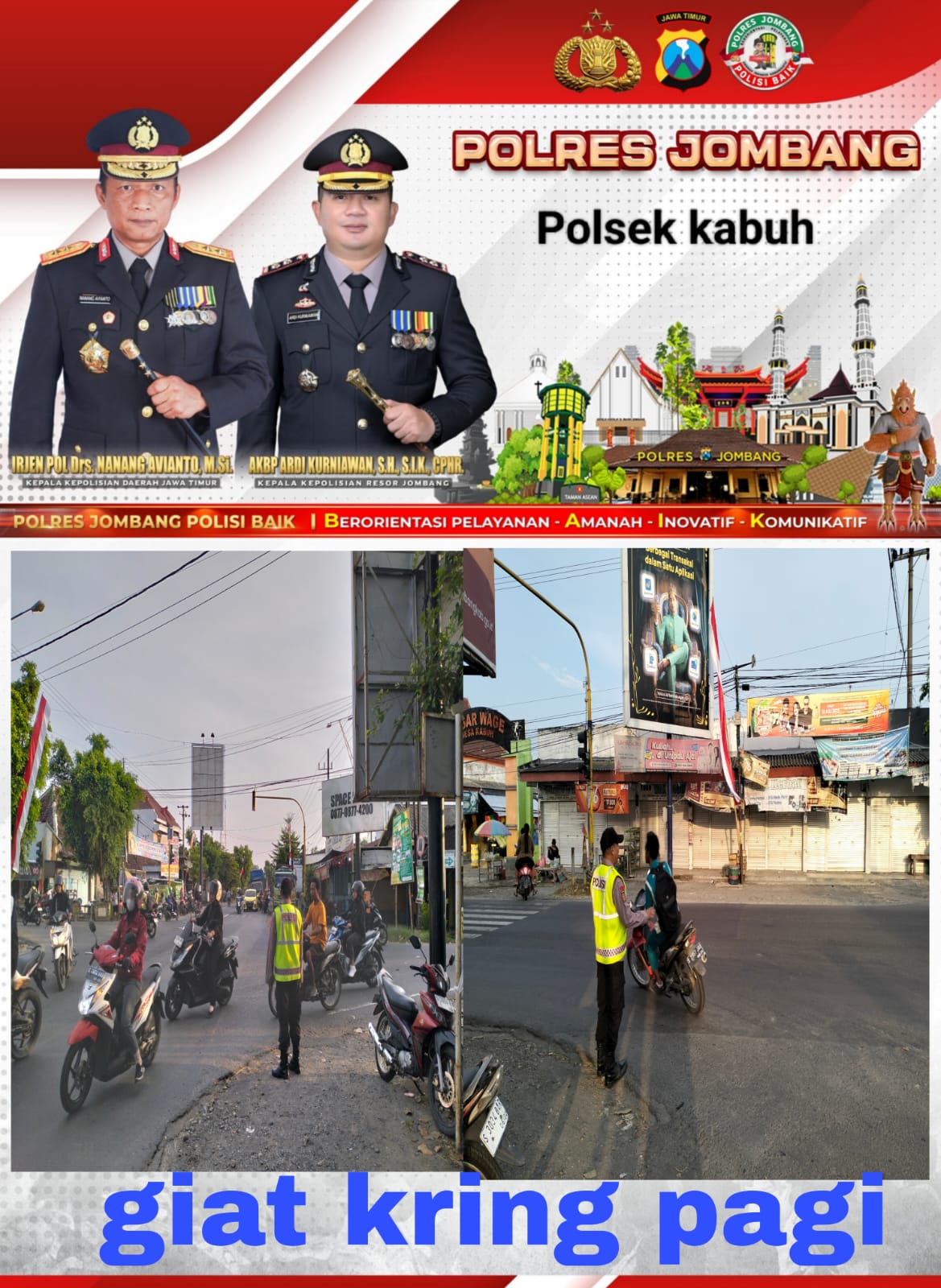 Bantu kelancaran masyarakat dan anak sekolah, polsek kabuh melaksanakan Giat Kring Pagi